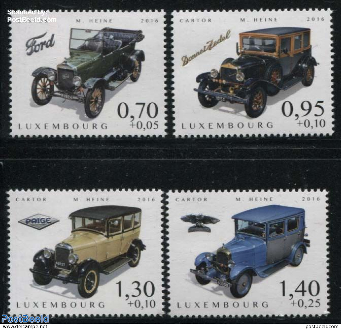 Luxemburg 2016 Welfare, Antique Cars 4v, Mint NH, Transport - Automobiles - Ongebruikt