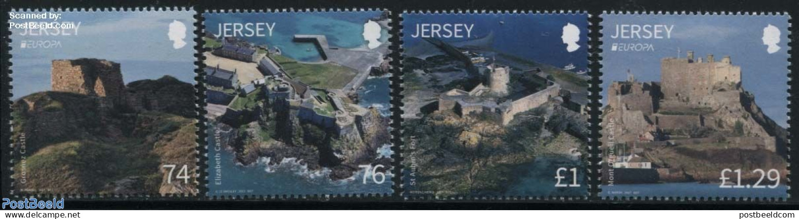 Jersey 2017 Castles & Forts 4v, Mint NH, History - Europa (cept) - Art - Castles & Fortifications - Kastelen