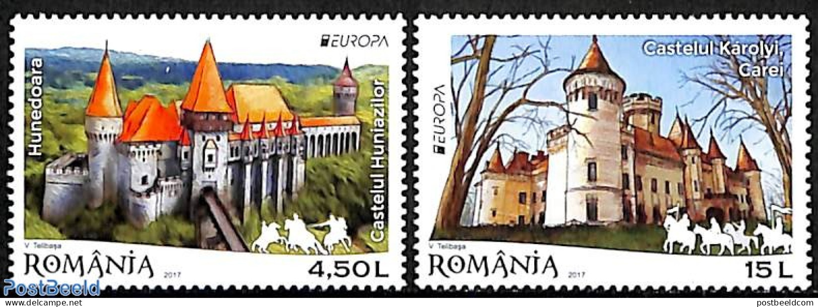 Romania 2017 Europa, Castles 2v, Mint NH, History - Europa (cept) - Art - Castles & Fortifications - Ungebraucht