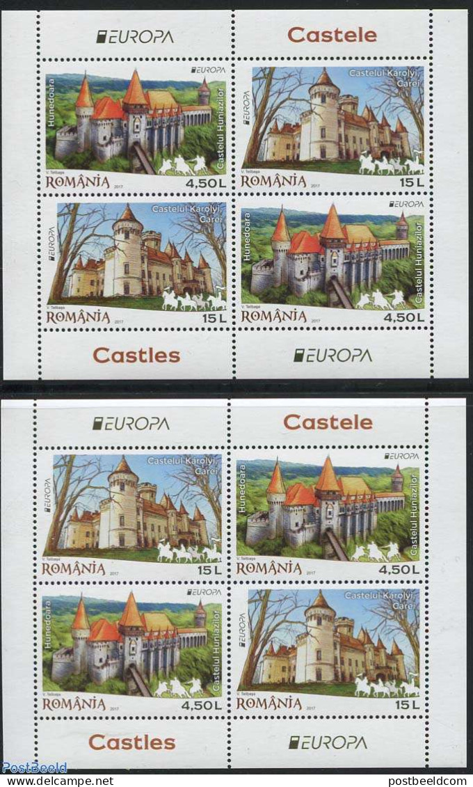 Romania 2017 Europa, Castles 2 S/s, Mint NH, History - Europa (cept) - Art - Castles & Fortifications - Ongebruikt