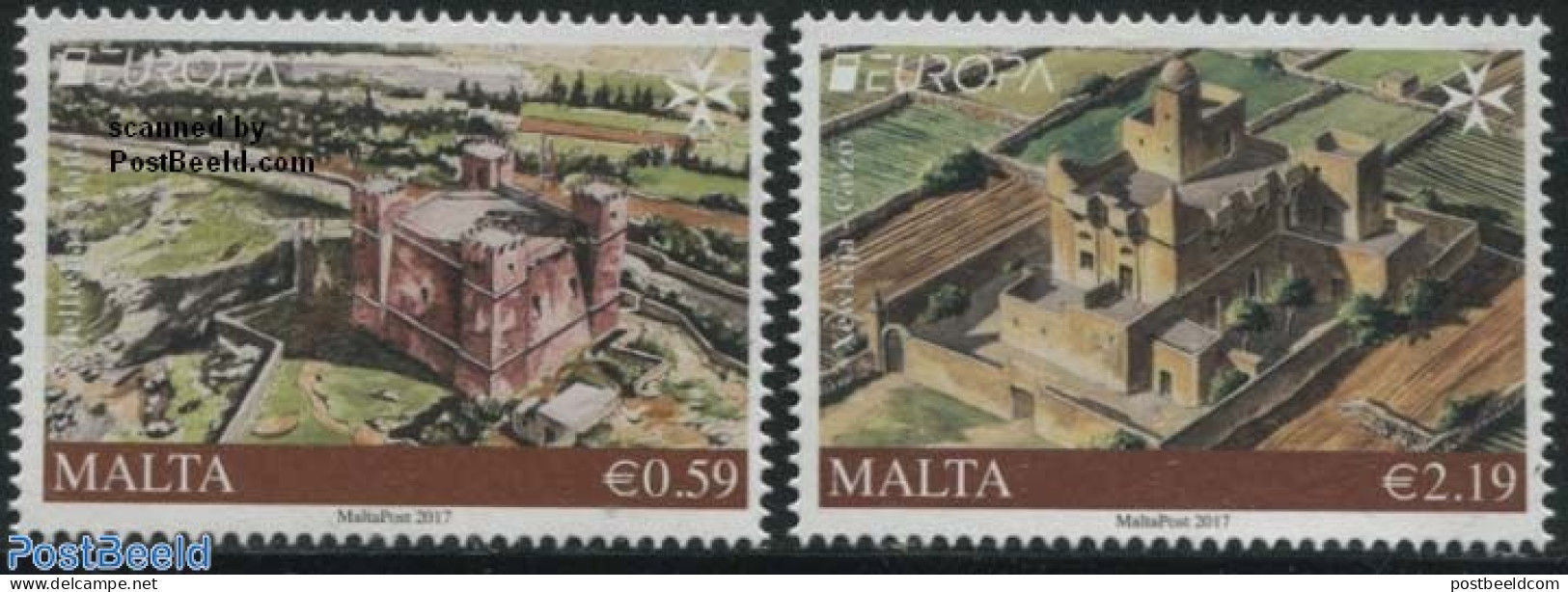 Malta 2017 Europa, Castles 2v, Mint NH, History - Europa (cept) - Art - Castles & Fortifications - Castles