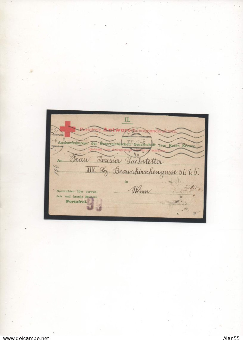 AUTRICHE-HONGRIE,1915,  CORRESPONDANCE PRISONNIER DE GUERRE ,ROTES KREUZ, WIEN,  CENSURE - Lettres & Documents