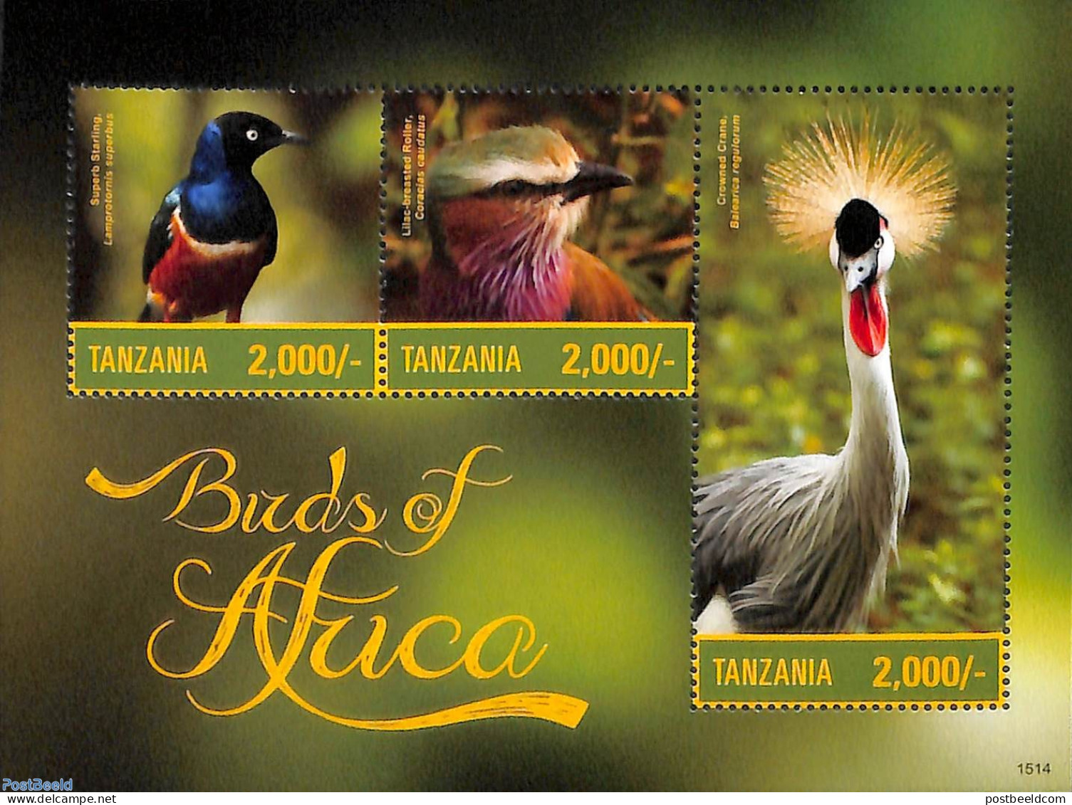 Tanzania 2015 Birds Of Africa 3v M/s, Mint NH, Nature - Birds - Tansania (1964-...)