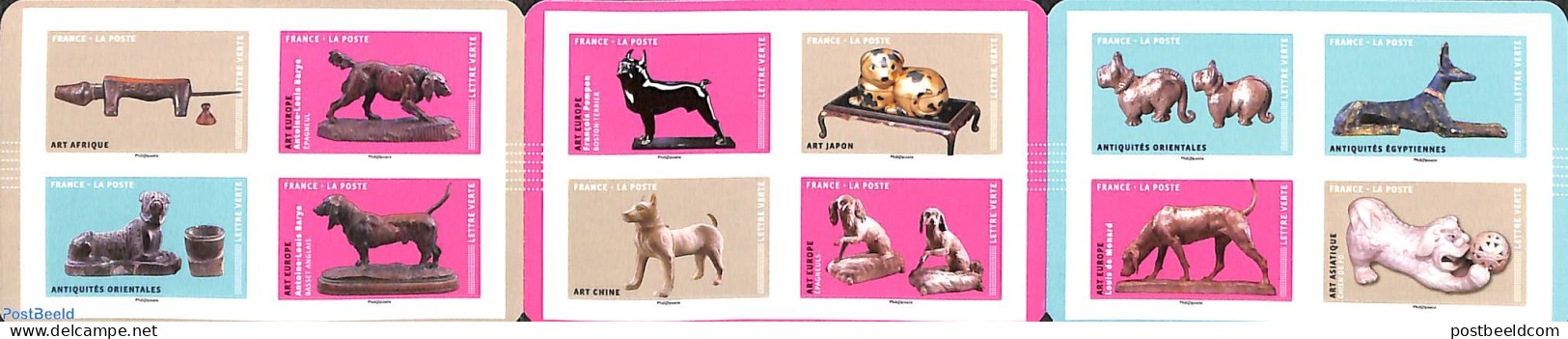 France 2018 Dog Sculptures 12v S-a In Booklet, Mint NH, Nature - Dogs - Stamp Booklets - Art - Sculpture - Unused Stamps