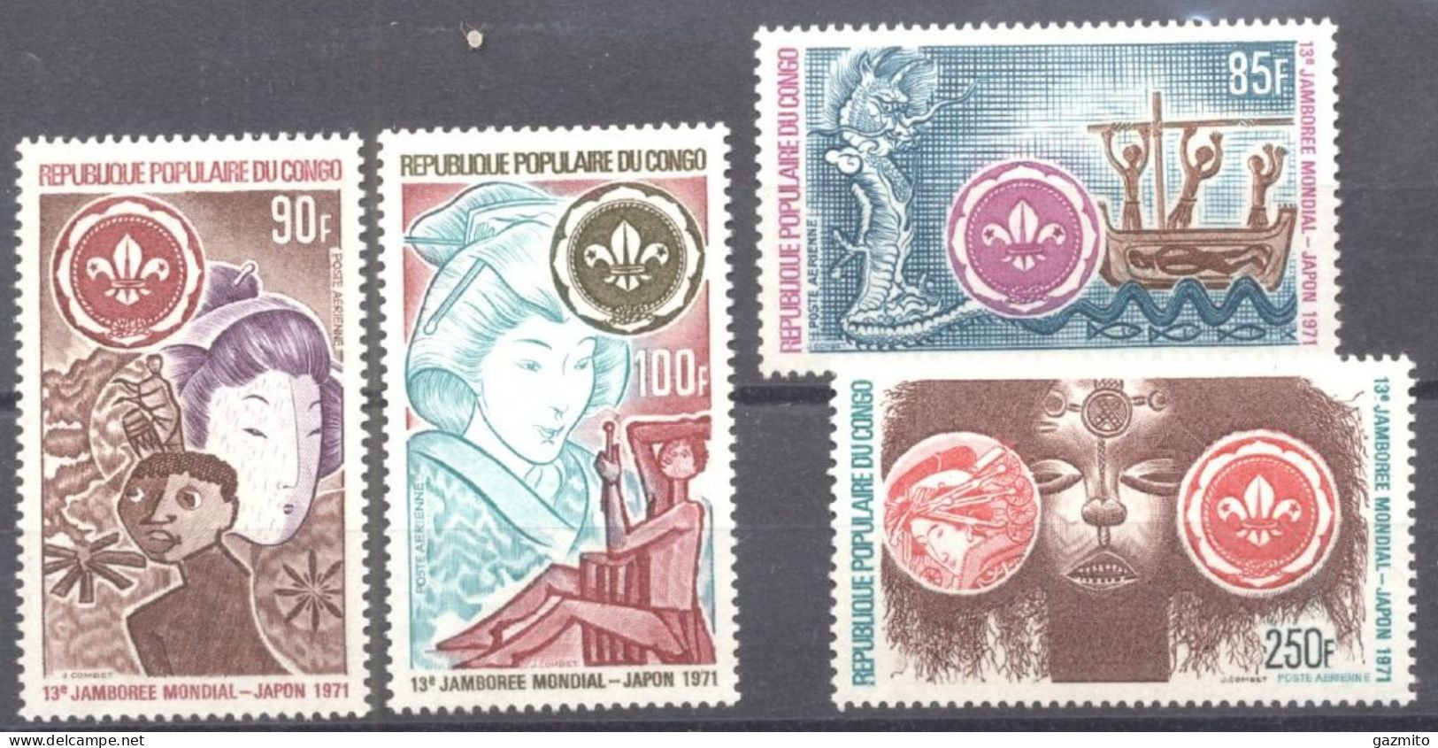 Congo Brazaville 1971, Scout, 4val - Nuevas/fijasellos