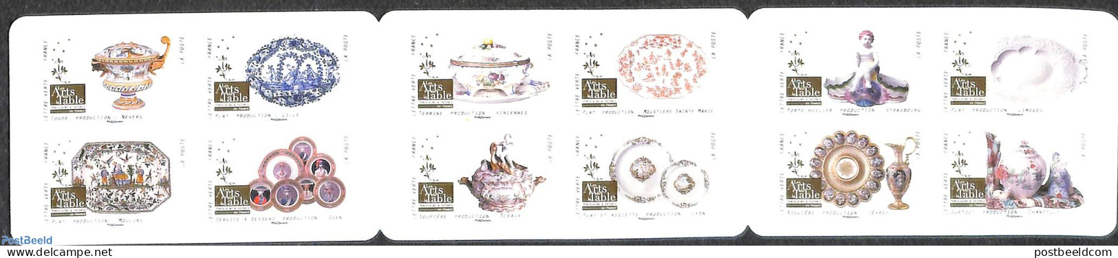 France 2018 Porcelain 12v S-a In Foil Booklet, Mint NH, Stamp Booklets - Art - Art & Antique Objects - Ceramics - Neufs