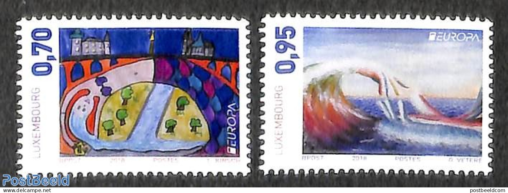 Luxemburg 2018 Europa, Bridges 2v, Mint NH, History - Europa (cept) - Art - Bridges And Tunnels - Children Drawings - Unused Stamps