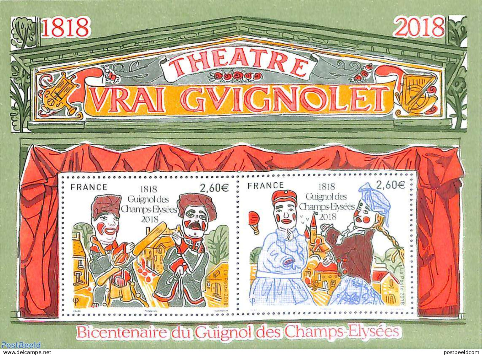 France 2018 Theatre Guignol 200 Years S/s, Mint NH, Performance Art - Theatre - Unused Stamps