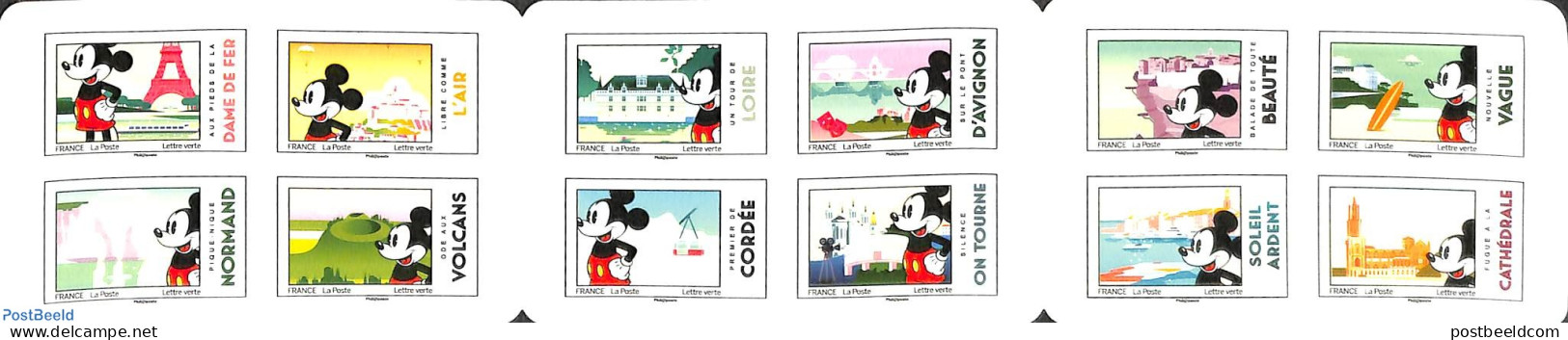 France 2018 Mickey & La France 12v S-a In Foil Booklet, Mint NH, Transport - Various - Cableways - Tourism - Art - Dis.. - Ongebruikt