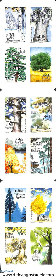 France 2018 Trees 12v S-a In Booklet, Mint NH, Nature - Trees & Forests - Stamp Booklets - Unused Stamps