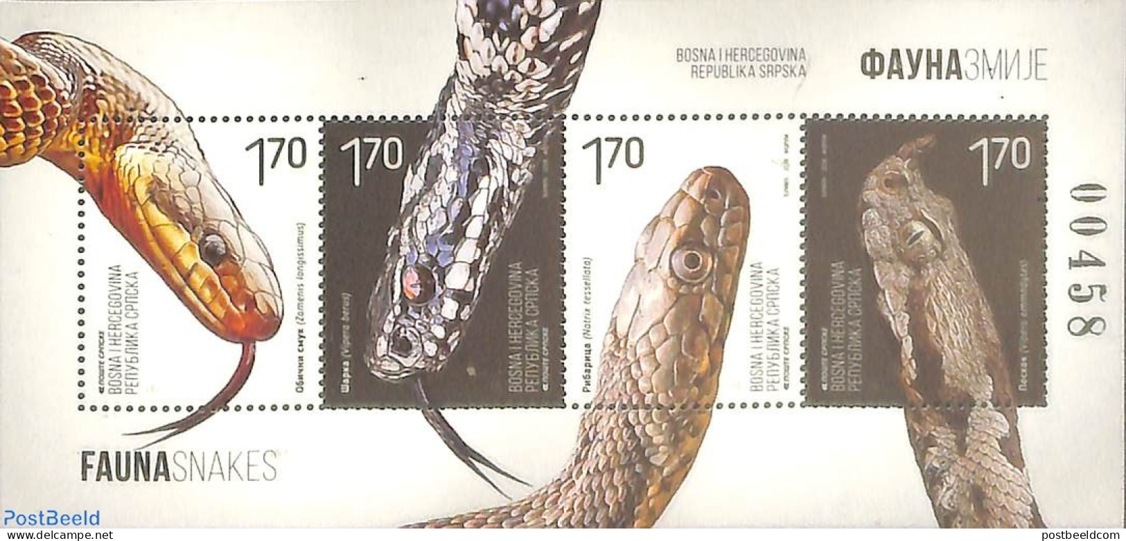 Bosnia Herzegovina - Serbian Adm. 2018 Snakes 4v M/s, Mint NH, Nature - Reptiles - Snakes - Other & Unclassified