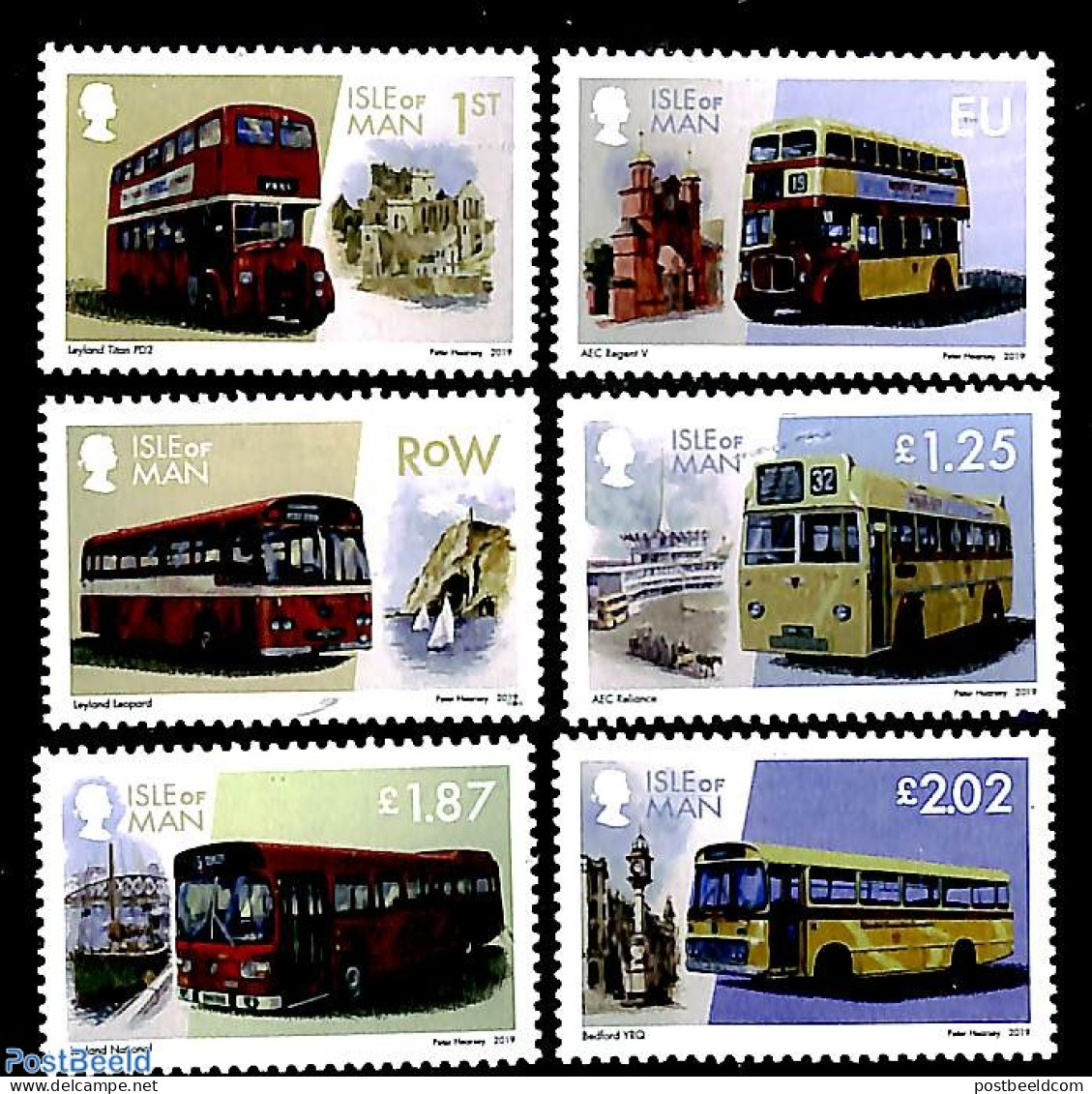 Isle Of Man 2019 Buses 6v, Mint NH, Transport - Automobiles - Ships And Boats - Cars