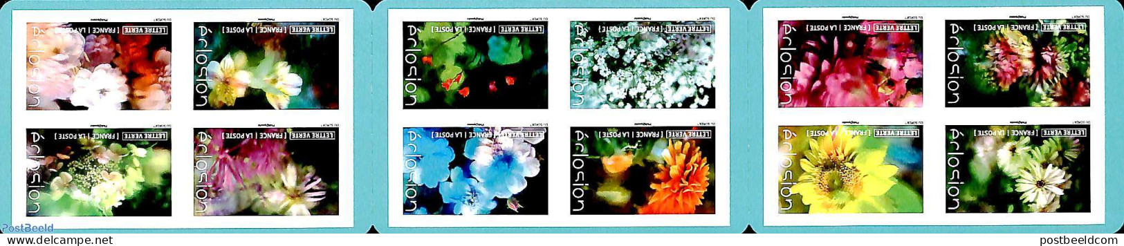 France 2019 Flowers 12v S-a In Booklet, Mint NH, Nature - Flowers & Plants - Stamp Booklets - Neufs