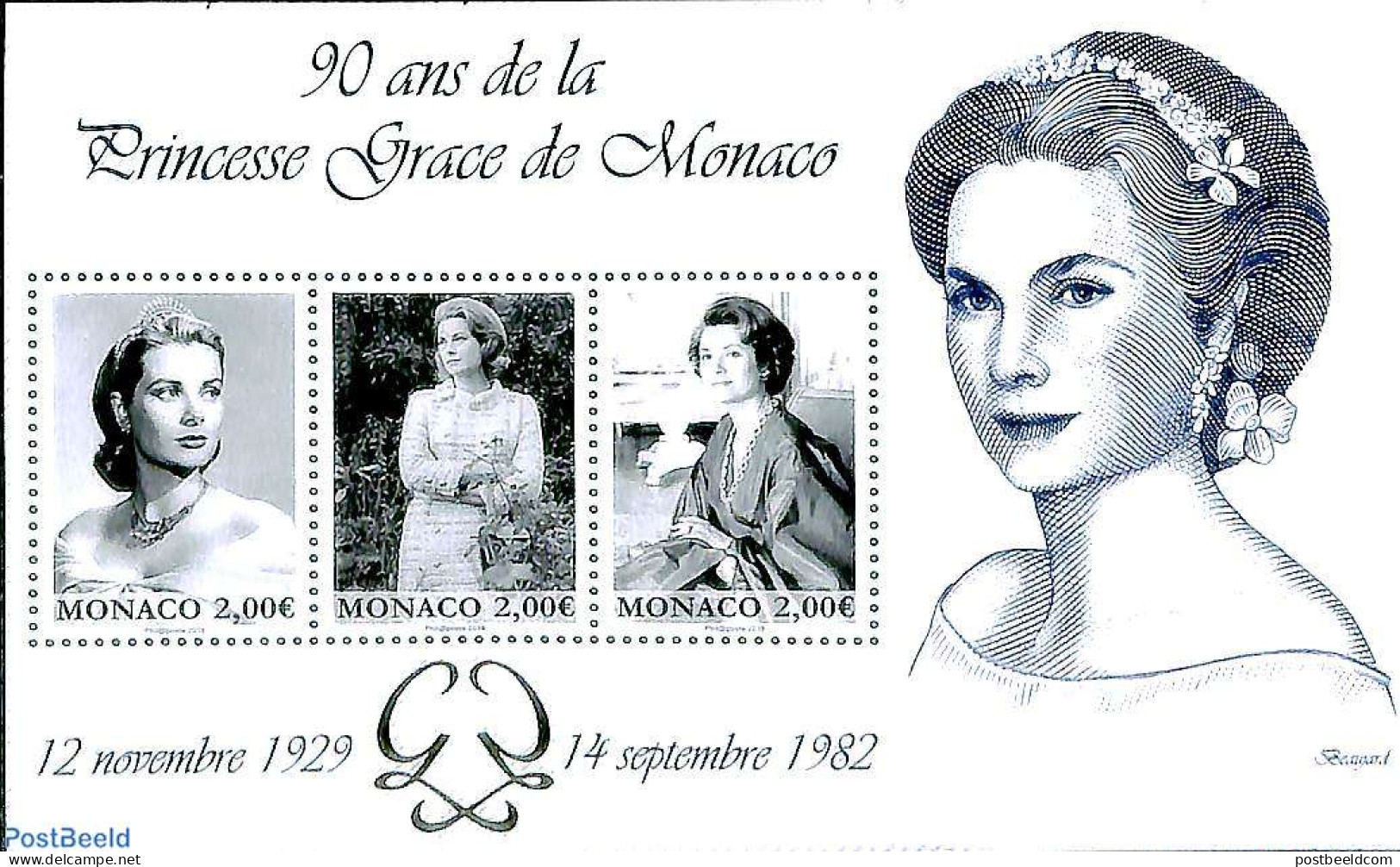 Monaco 2019 Princess Gracia 90th Birth Anniversary S/s, Mint NH, History - Kings & Queens (Royalty) - Unused Stamps