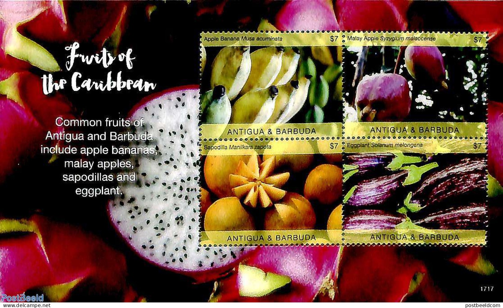 Antigua & Barbuda 2017 Fruits Of The Caribbean 4v M/s, Mint NH, Nature - Fruit - Fruit