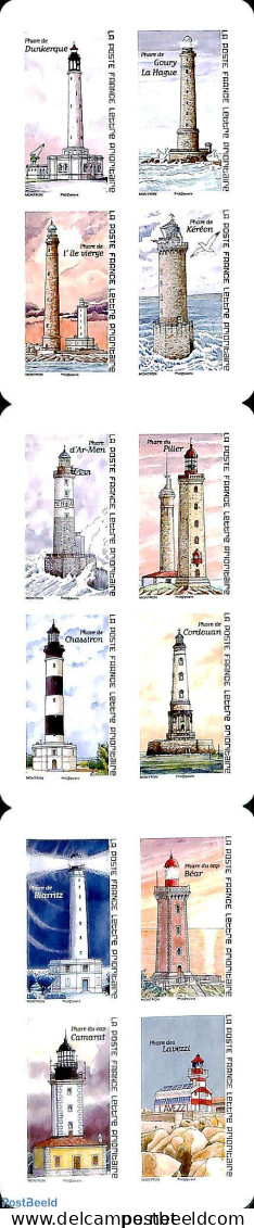 France 2019 Lighthouses 12v S-a In Booklet, Mint NH, Various - Stamp Booklets - Lighthouses & Safety At Sea - Nuovi
