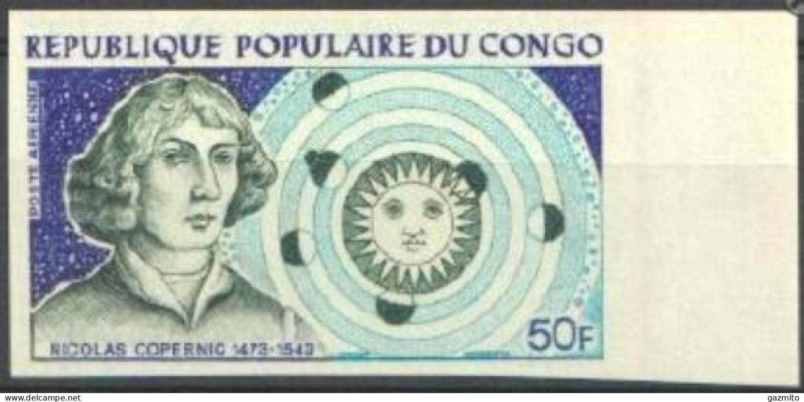 Congo Brazaville 1973, Copernicus, 1val IMPERFORATED - Ongebruikt