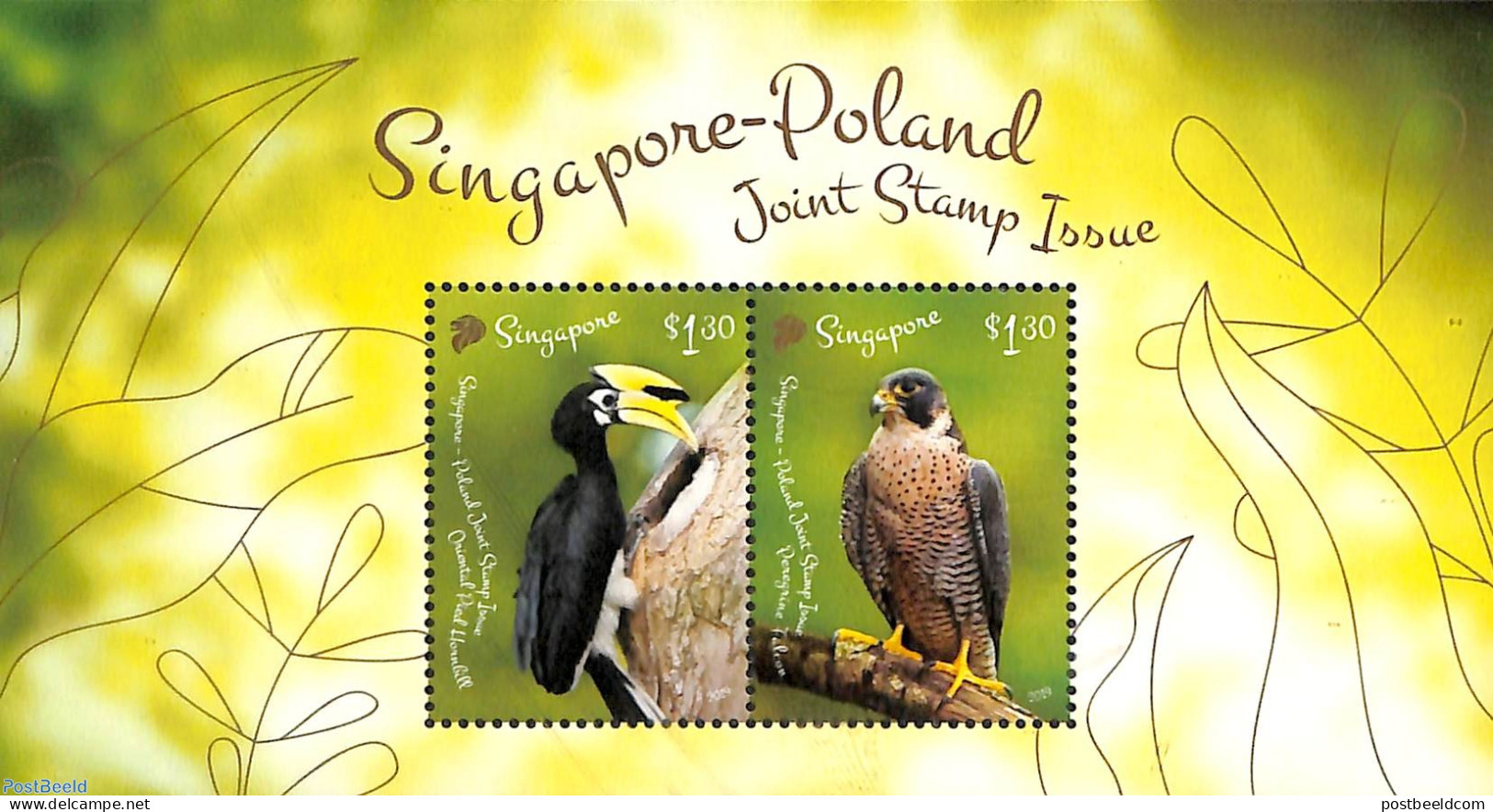 Singapore 2019 Birds, Joint Issue Poland S/s, Mint NH, Nature - Various - Birds - Birds Of Prey - Joint Issues - Emissioni Congiunte