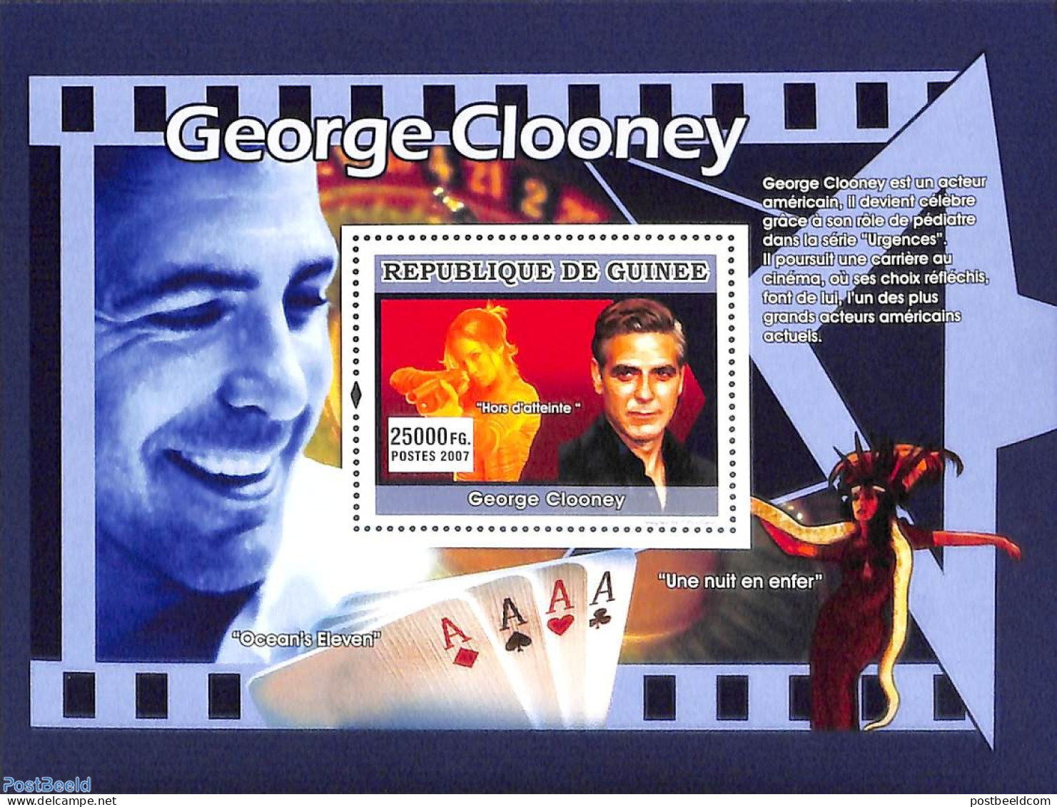 Guinea, Republic 2007 George Clooney S/s, Mint NH, Performance Art - Movie Stars - Actors
