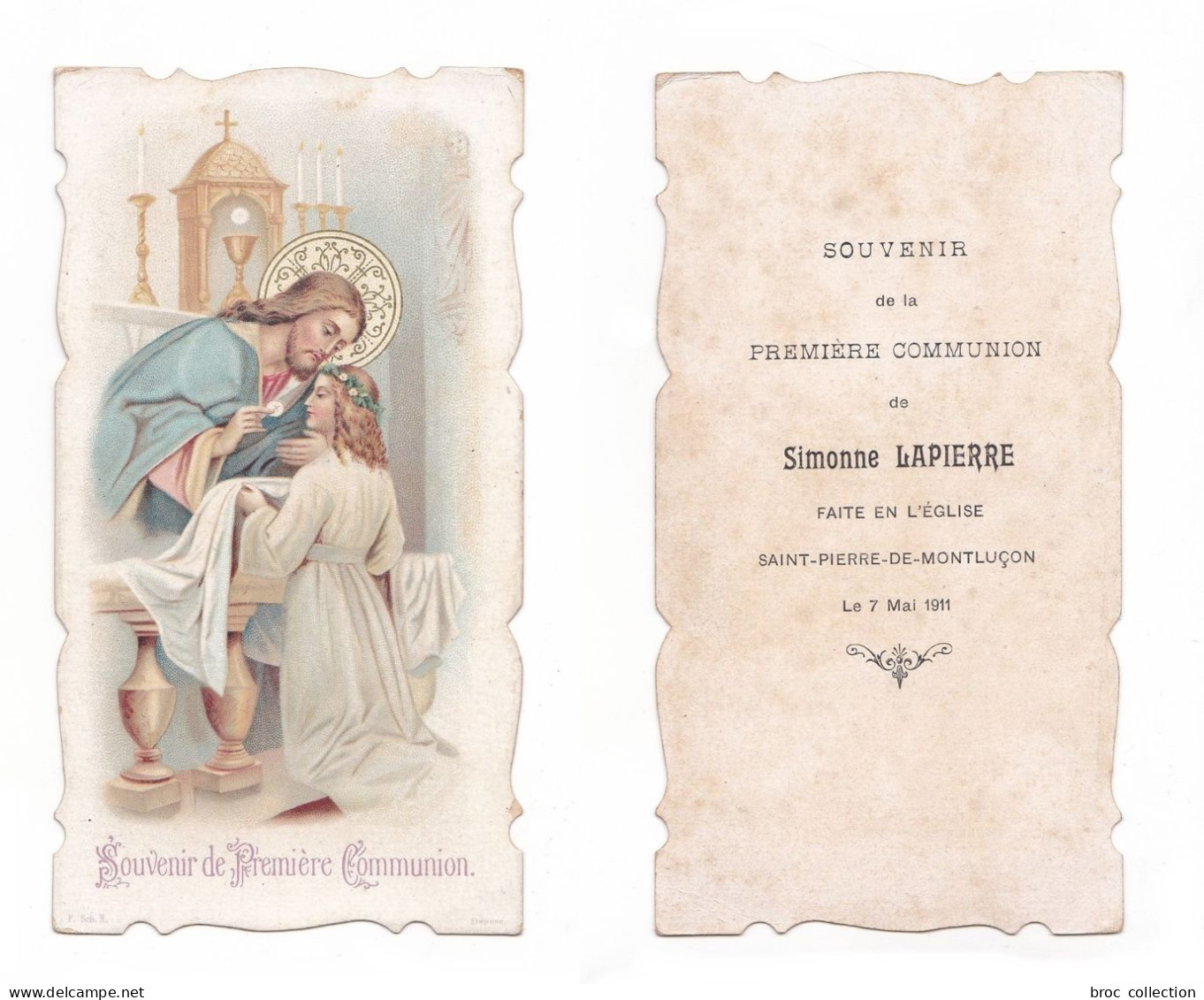 Montluçon, 1re Communion De Simonne Lapierre, 1911, église Saint-Pierre - Images Religieuses