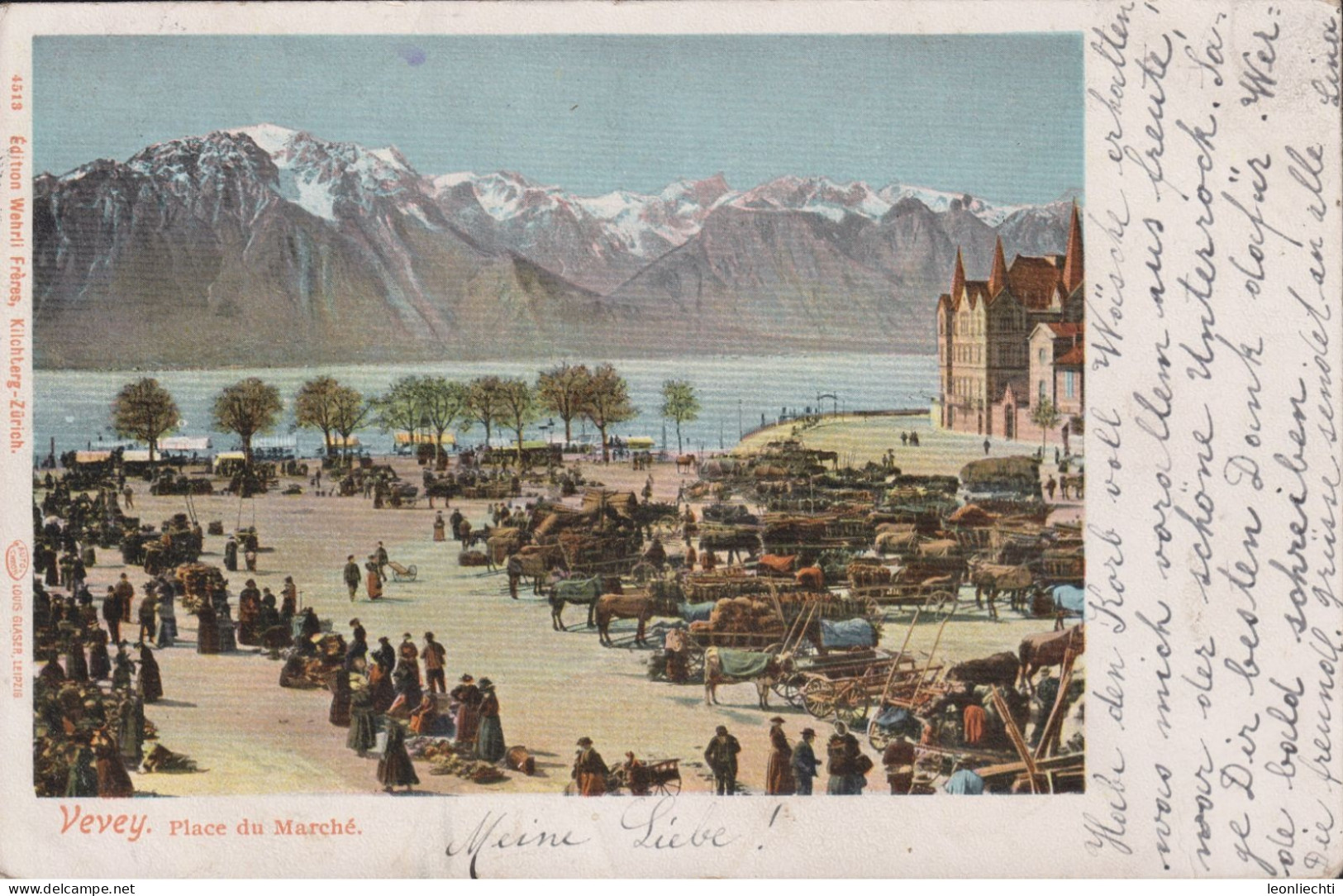 Vevey, Place Du Marché ⵙ CLARENS 15.Xl.1903 Nach Recherswil, Zum: 65B, Mi: 53Y - Vevey