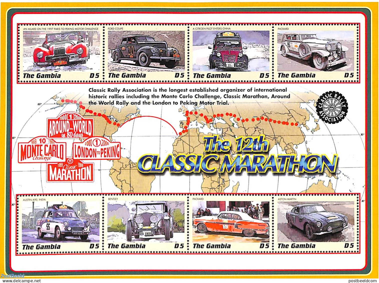 Gambia 2000 Classic Marathon 8v M/s, Mint NH, Sport - Transport - Autosports - Automobiles - Auto's