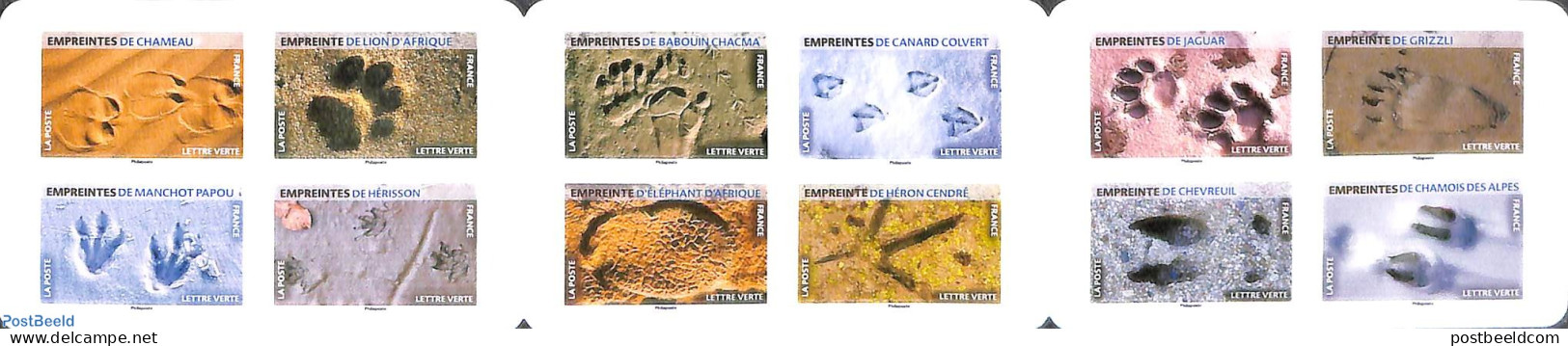 France 2021 Animal Footprints 12v S-a In Booklet, Mint NH, Nature - Animals (others & Mixed) - Ungebraucht