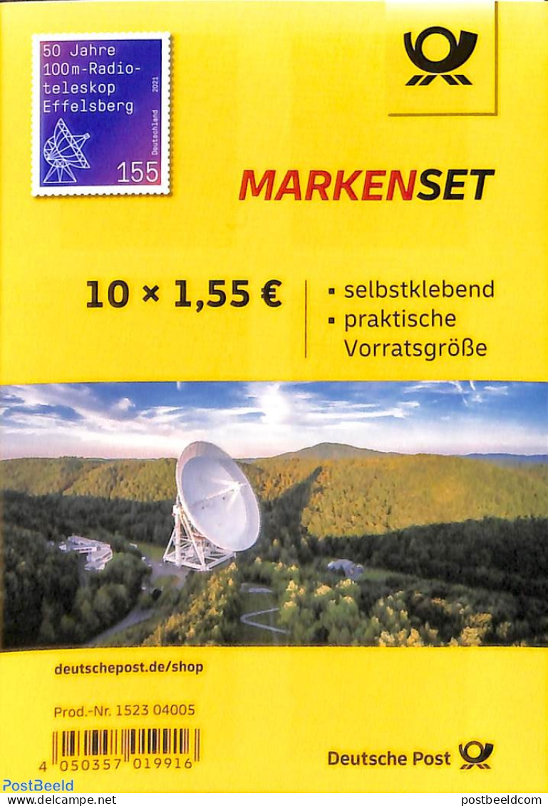 Germany, Federal Republic 2021 Radio Telecope Effelsberg Booklet S-a, Mint NH, Science - Telecommunication - Stamp Boo.. - Ungebraucht