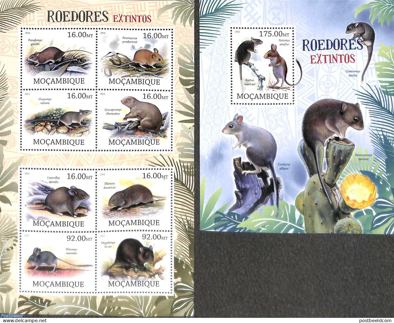 Mozambique 2012 Extinct Rodents 2 S/s, Mint NH, Nature - Animals (others & Mixed) - Mozambico