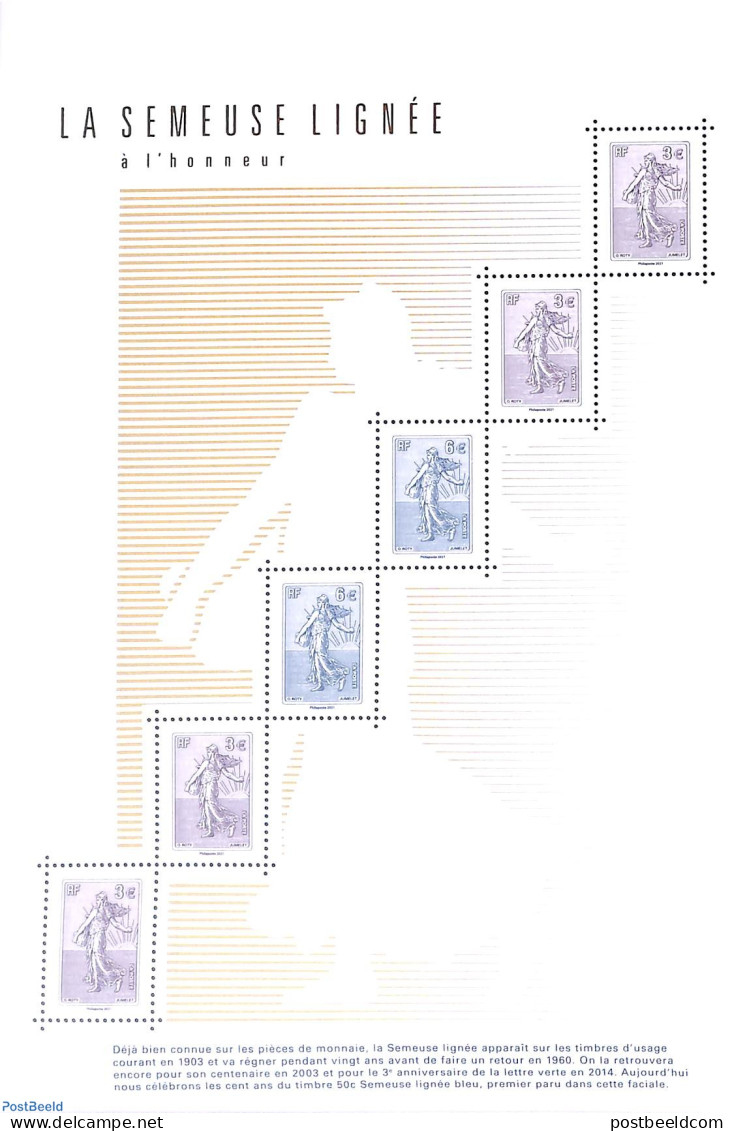 France 2021 La Semeuse Lignée S/s, Mint NH, Stamps On Stamps - Unused Stamps