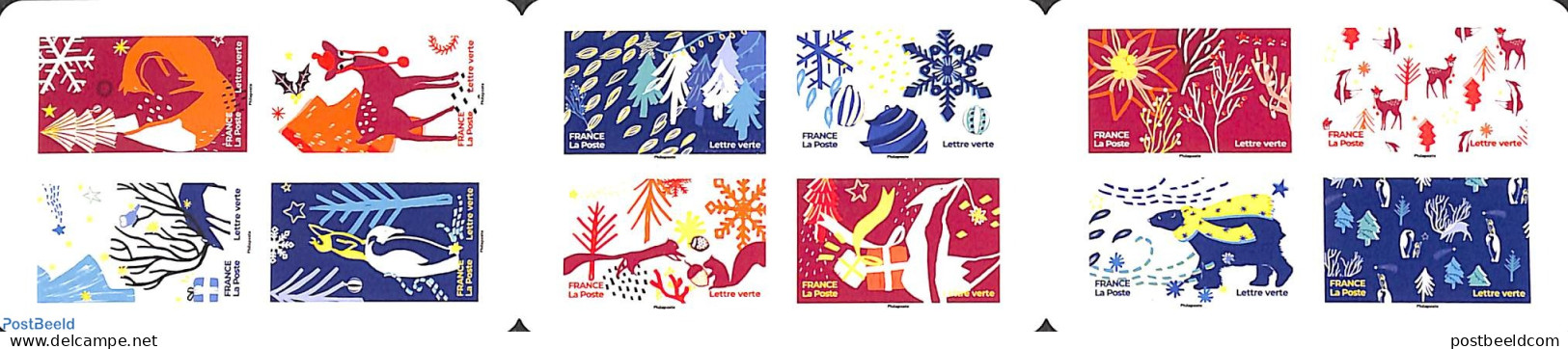 France 2021 Christmas 12v S-a In Booklet, Mint NH, Religion - Christmas - Stamp Booklets - Neufs