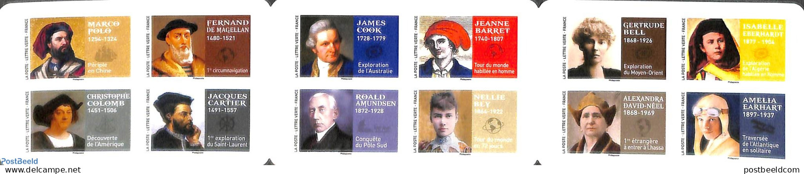 France 2022 Famous Travellers 12v S-a In Booklet, Mint NH, History - Science - Transport - Explorers - The Arctic & An.. - Nuovi