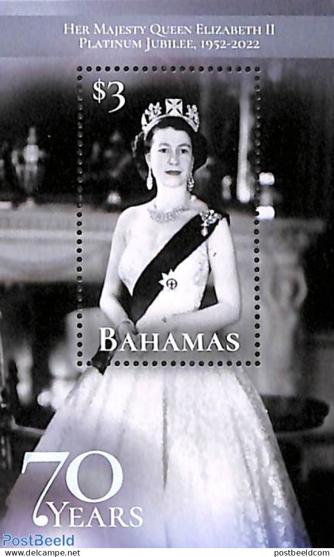 Bahamas 2022 Queen Elizabeth II, Platinum Jubilee S/s, Mint NH, History - Kings & Queens (Royalty) - Koniklijke Families