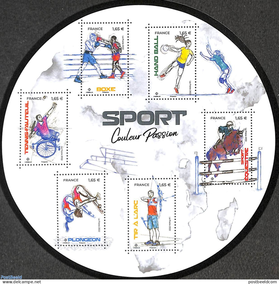 France 2022 Sport S/s, Mint NH, Health - Nature - Sport - Disabled Persons - Horses - Boxing - Handball - Shooting Spo.. - Unused Stamps