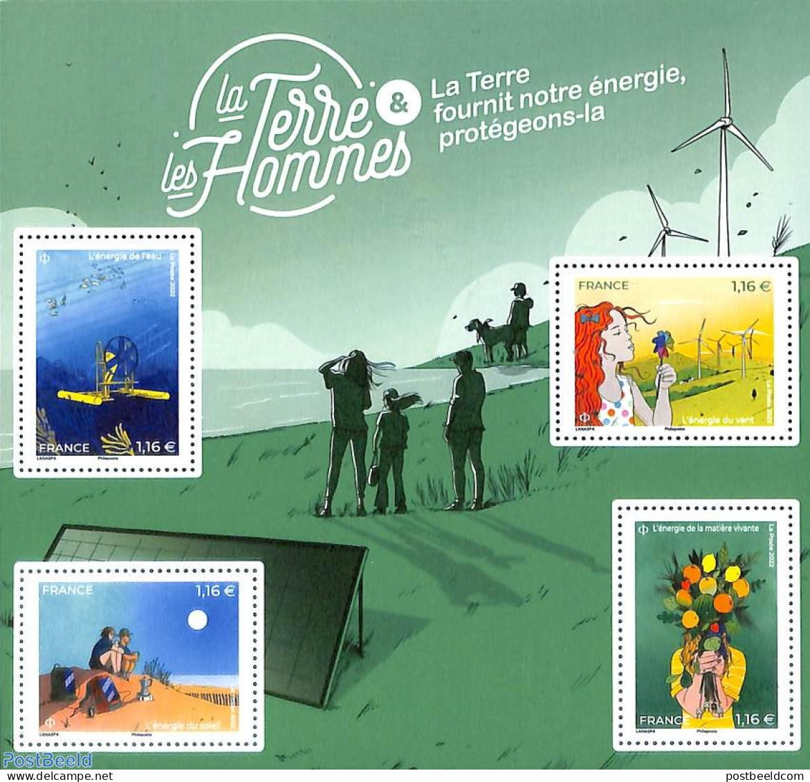 France 2022 La Terre & Les Hommes S/s, Mint NH, Nature - Science - Various - Environment - Energy - Mills (Wind & Water) - Ongebruikt