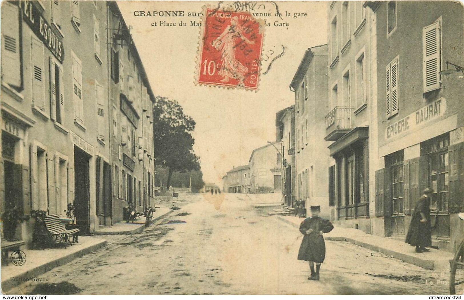 WW 43 CRAPONNE-SUR-ARZON. Hôtel Esquis Et Epicerie Daurat Avenue De La Gare 1910 - Craponne Sur Arzon