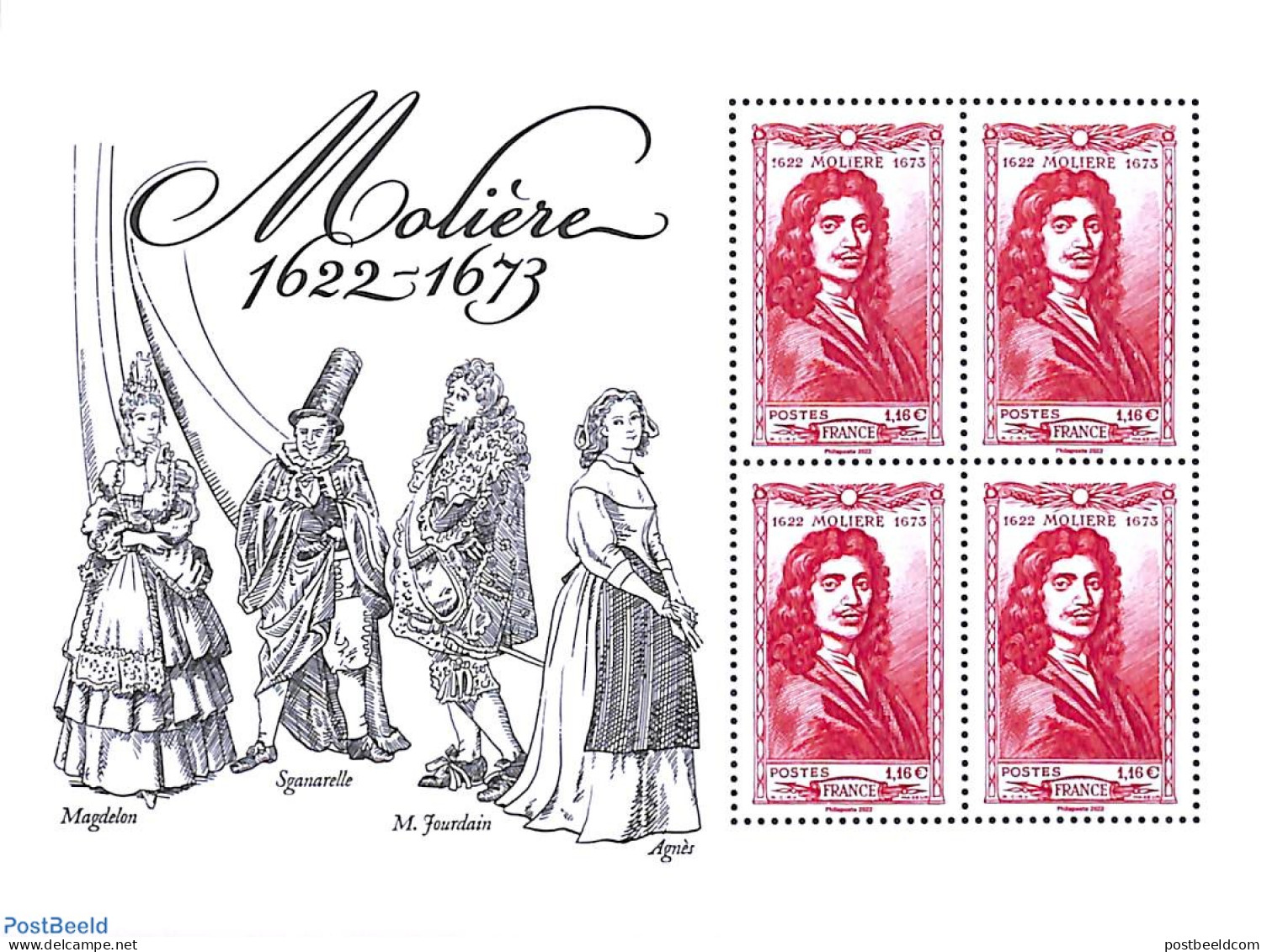 France 2022 Moliere S/s, Mint NH, Art - Authors - Nuovi