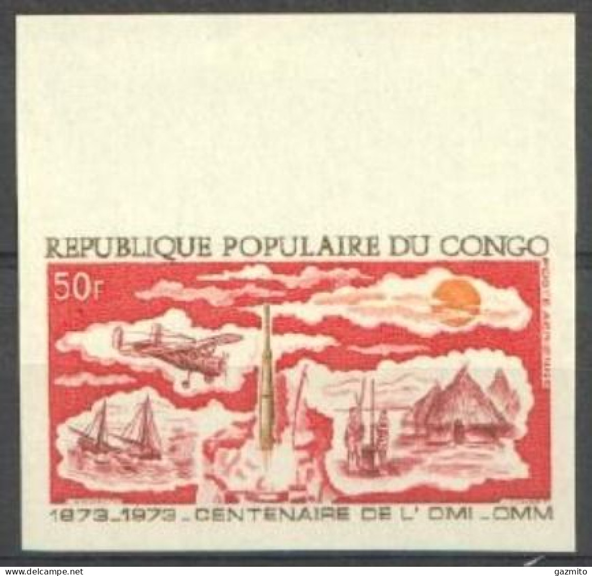 Congo Brazaville 1973, 100th Anniversary Of World Meteorological Organization, 1val IMPERFORATED - Milieubescherming & Klimaat