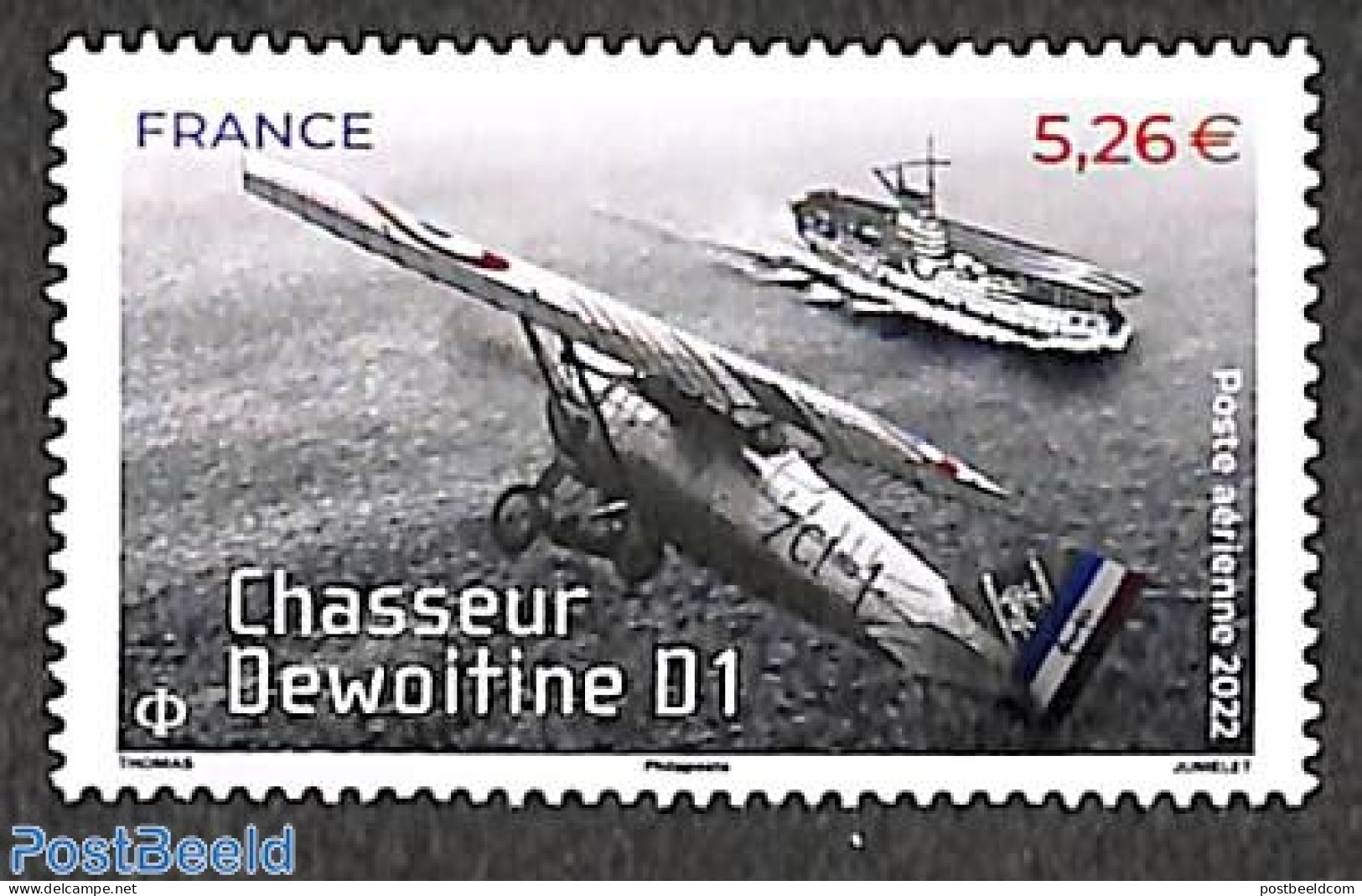 France 2022 Chasseur Dewoitine 1v, Mint NH, Transport - Aircraft & Aviation - Ships And Boats - Nuovi