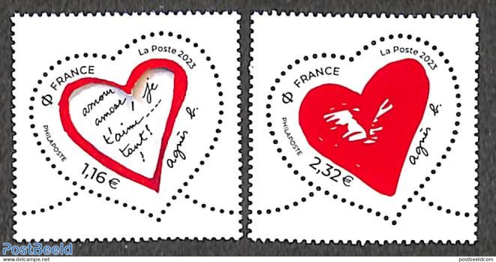France 2023 Hearts, Agnés 2v, Mint NH - Unused Stamps