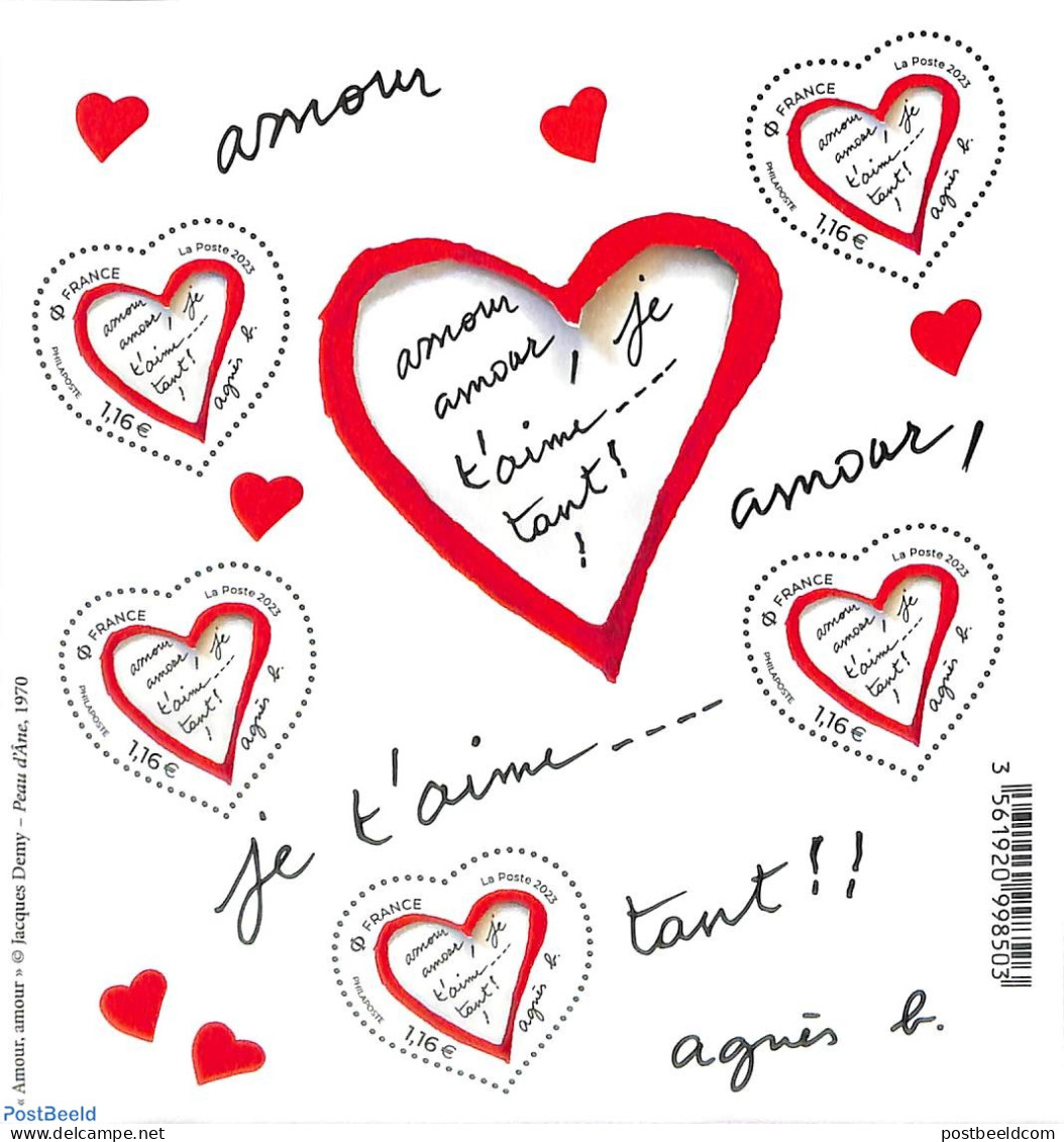 France 2023 Hearts, Agnés M/s, Mint NH - Unused Stamps