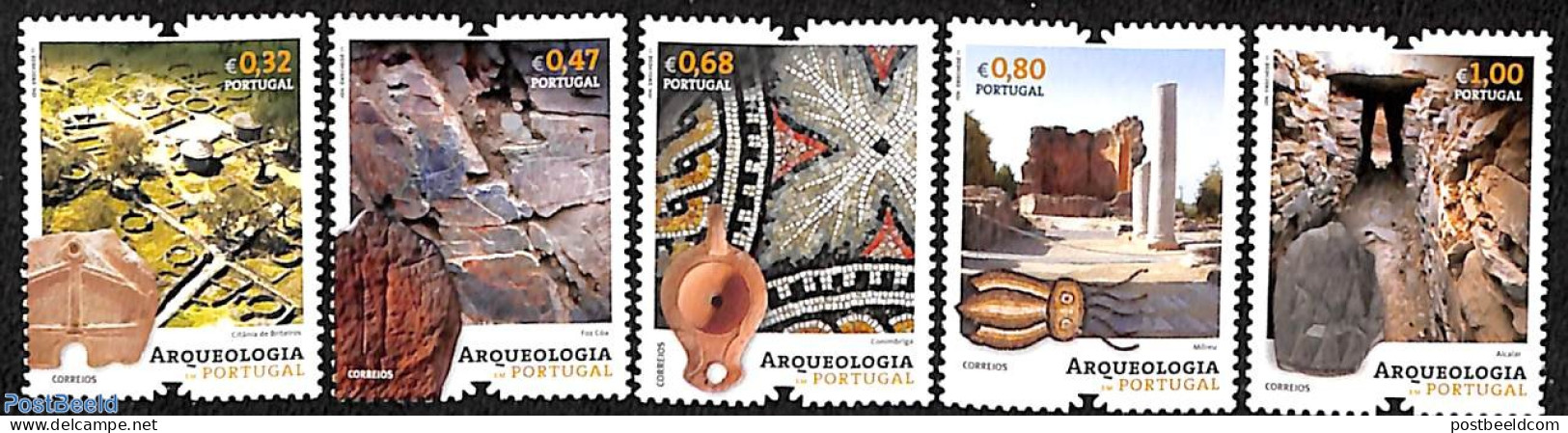 Portugal 2011 Archaeology 5v, Mint NH, History - Archaeology - Art - Ceramics - Unused Stamps