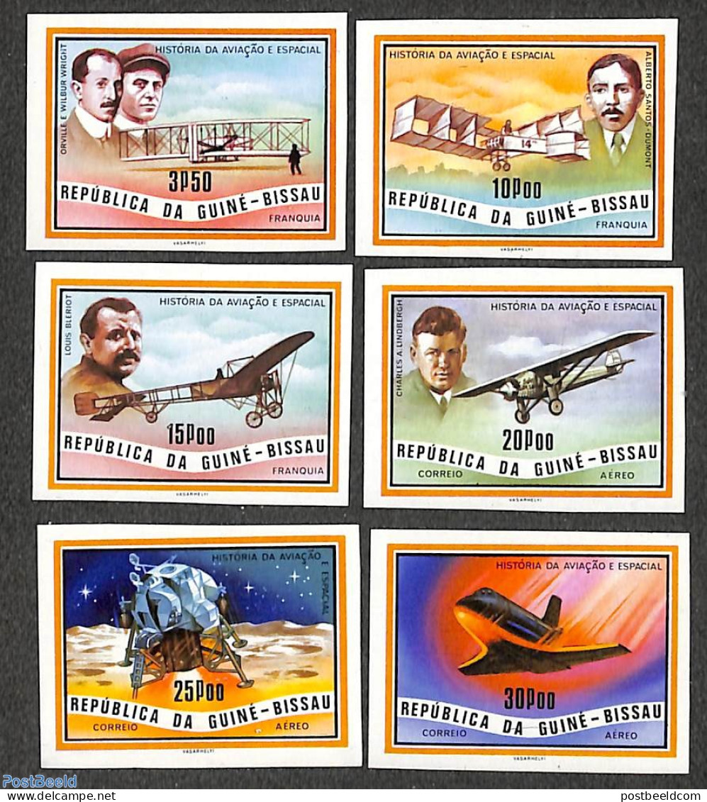 Guinea Bissau 1978 Aviation History 6v, Imperforated, Mint NH, Transport - Aircraft & Aviation - Airplanes