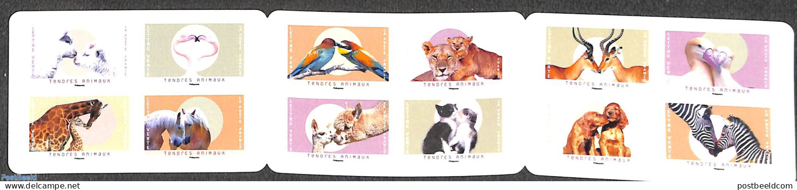 France 2023 Friendly Animals 12v S-a In Booklet, Mint NH, Nature - Animals (others & Mixed) - Birds - Cat Family - Cat.. - Unused Stamps