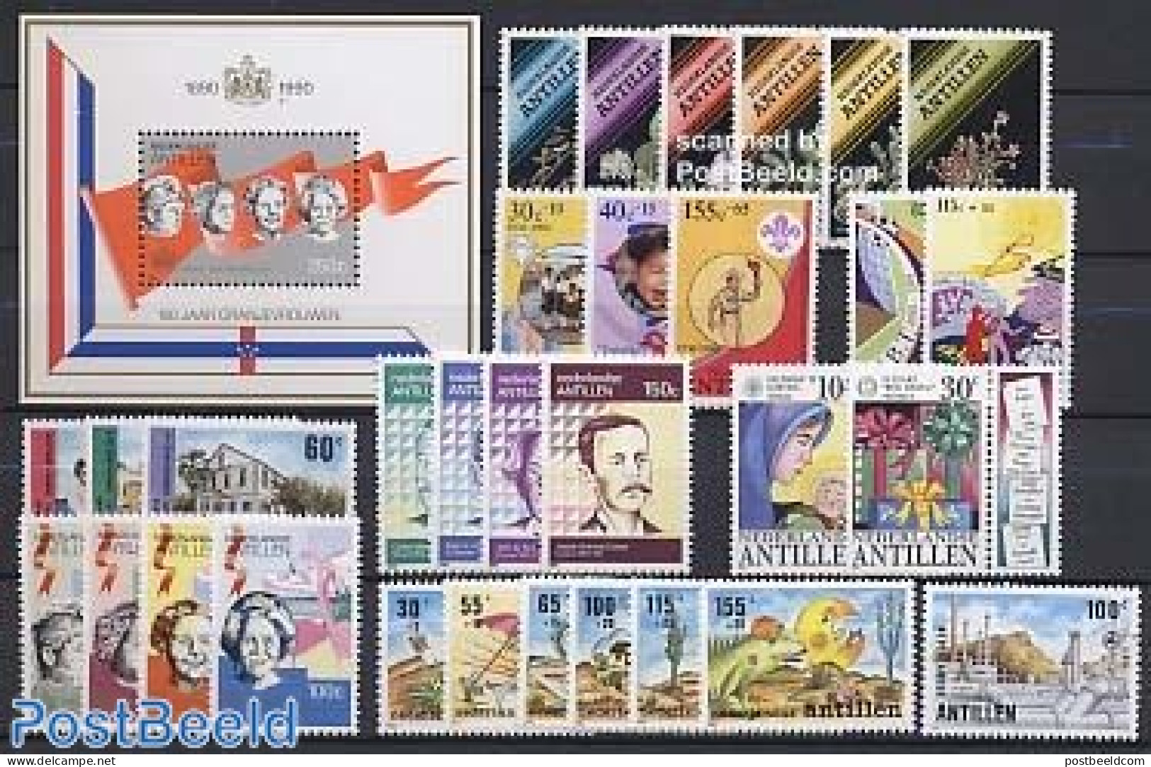 Netherlands Antilles 1990 Yearset 1990 (31v+1s/s), Unused (hinged), Various - Yearsets (by Country) - Unclassified