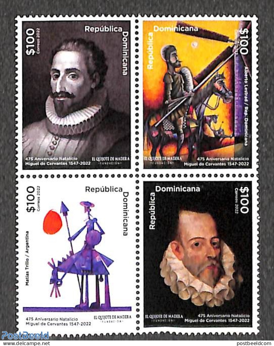 Dominican Republic 2022 Miguel De Cervantes 4v [+], Mint NH, Art - Authors - Cervantes - Scrittori