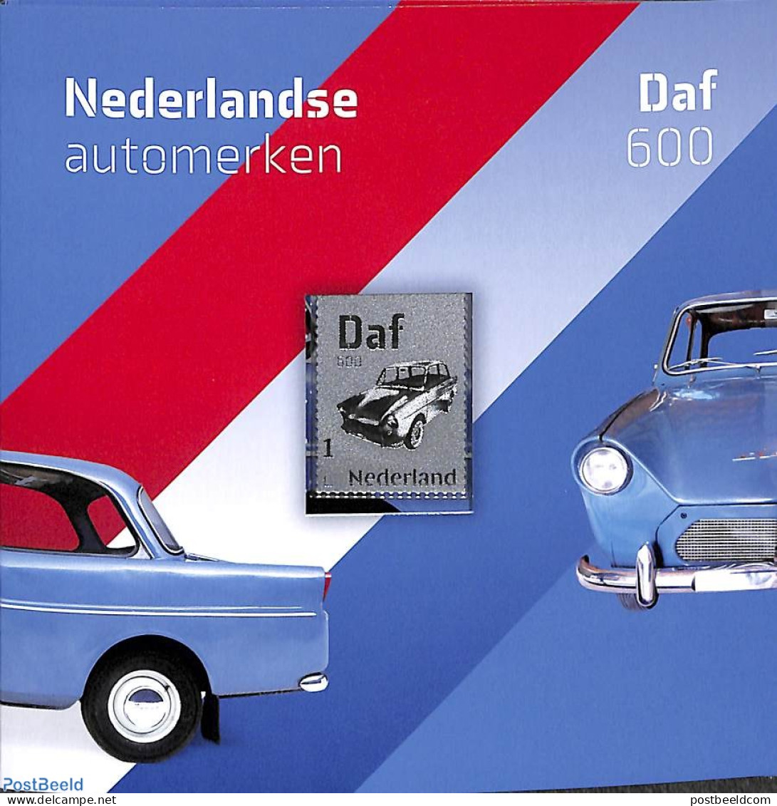 Netherlands - Personal Stamps TNT/PNL 2023 Daf 600, Silver Stamp In Special Pack, Mint NH, Transport - Automobiles - Cars