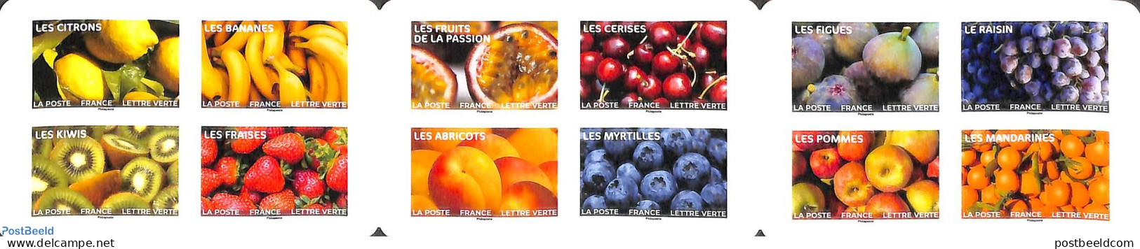 France 2023 Fruits 12v S-a In Booklet, Mint NH, Nature - Fruit - Stamp Booklets - Neufs