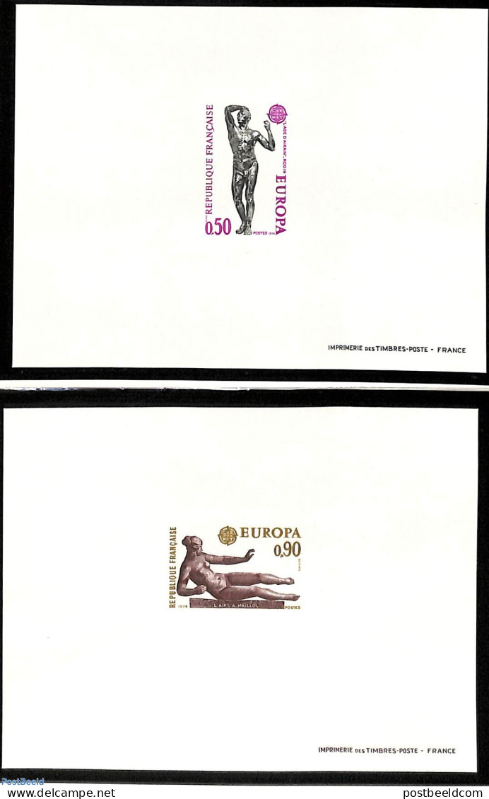 France 1974 Europa, 2 Epreuves De Luxe, Mint NH, History - Europa (cept) - Art - Sculpture - Unused Stamps