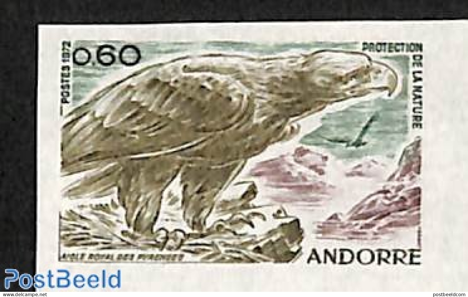 Andorra, French Post 1972 Nature Protection 1v, Imperforated, Mint NH, Nature - Birds - Birds Of Prey - Unused Stamps